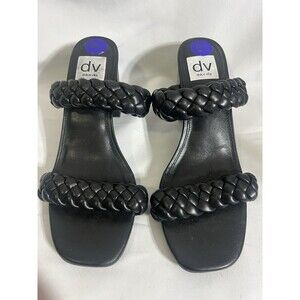 DOLCE VITA Tessa Sandal Women Size 8.5 Black Faux Leather Dual Braided Straps